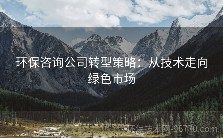 環(huán)保咨詢公司轉(zhuǎn)型策略：從技術(shù)走向綠色市場